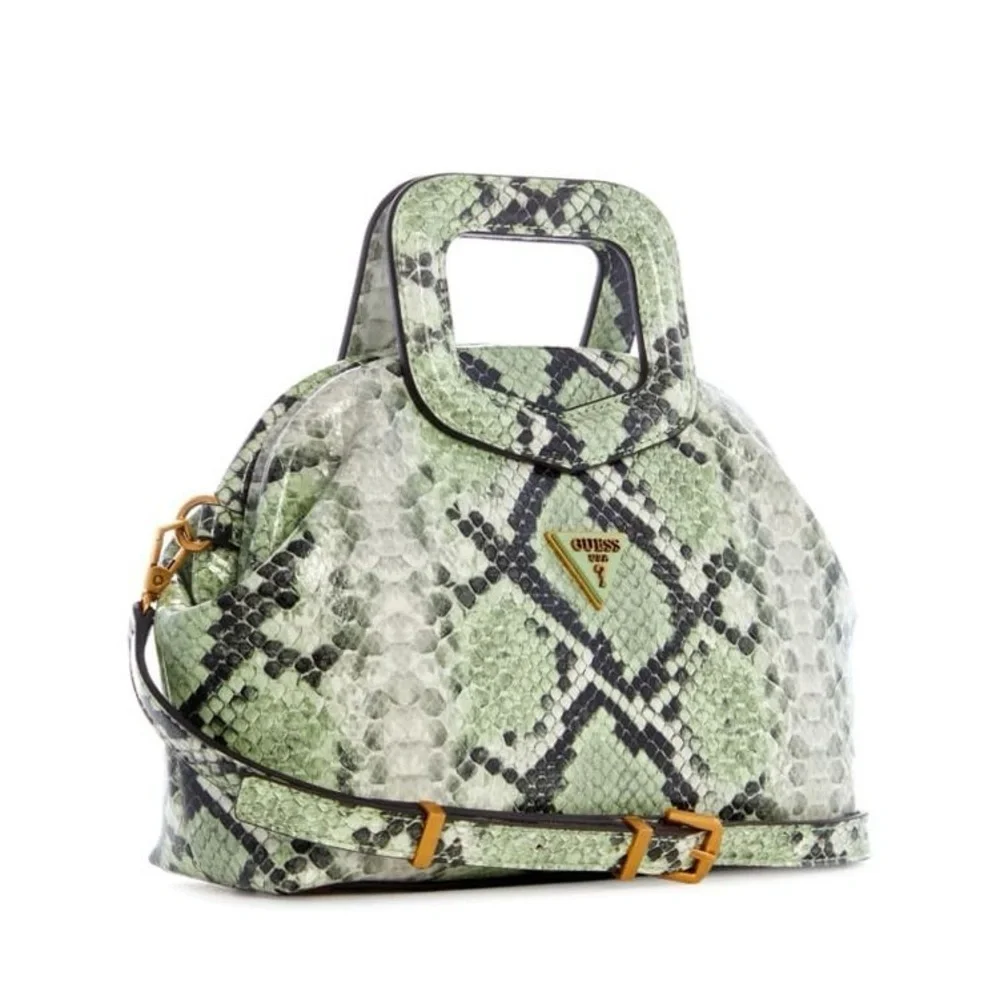 New GUESS Errin Snakeskin Small Frame Satchel